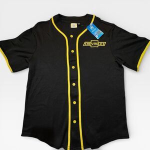 Chevrolet Chevy Baseball Jersey Men’s M Black Yellow Double Sided GM NWT